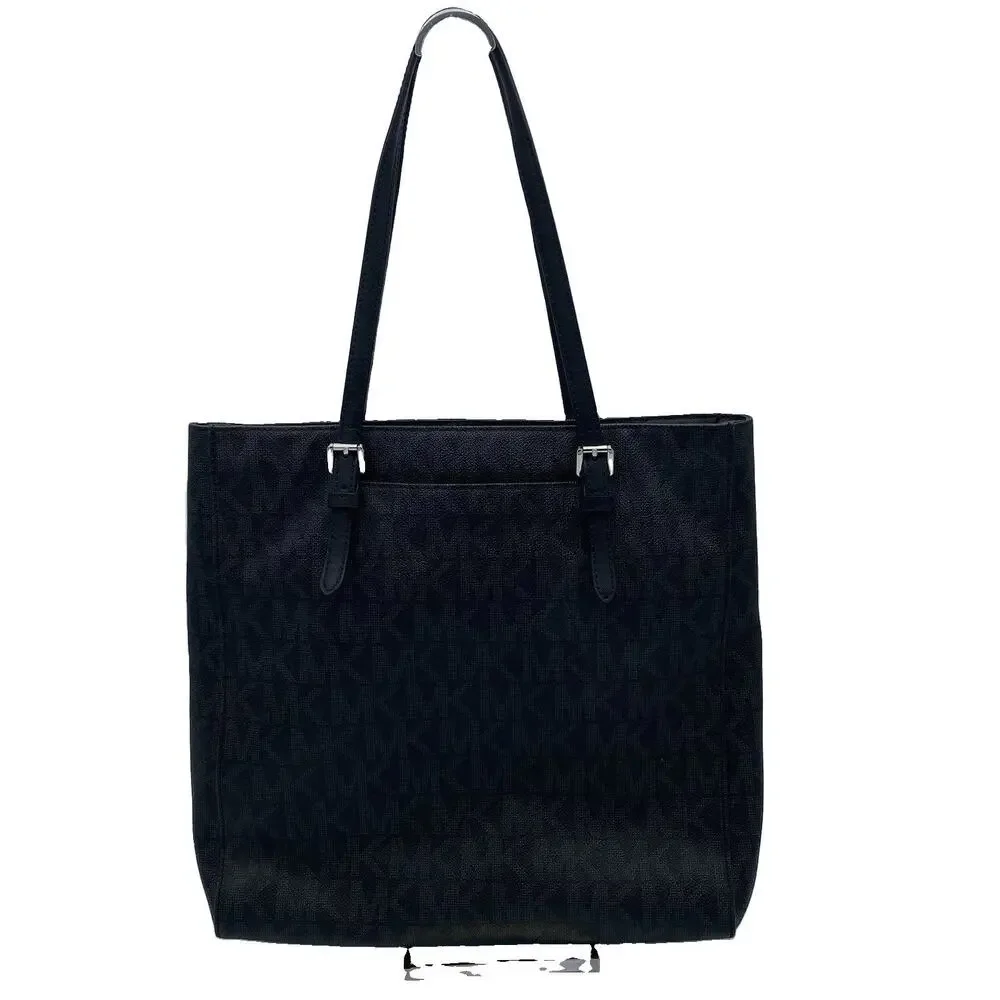 Michael Kors Jet Set Travel North South Tote Large Black Monogram Canvas Leather